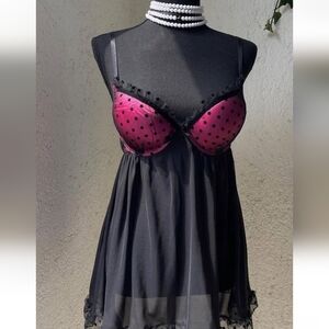Passion Forever Sheer Black and Pink Sexy Teddy/Nightie size Large